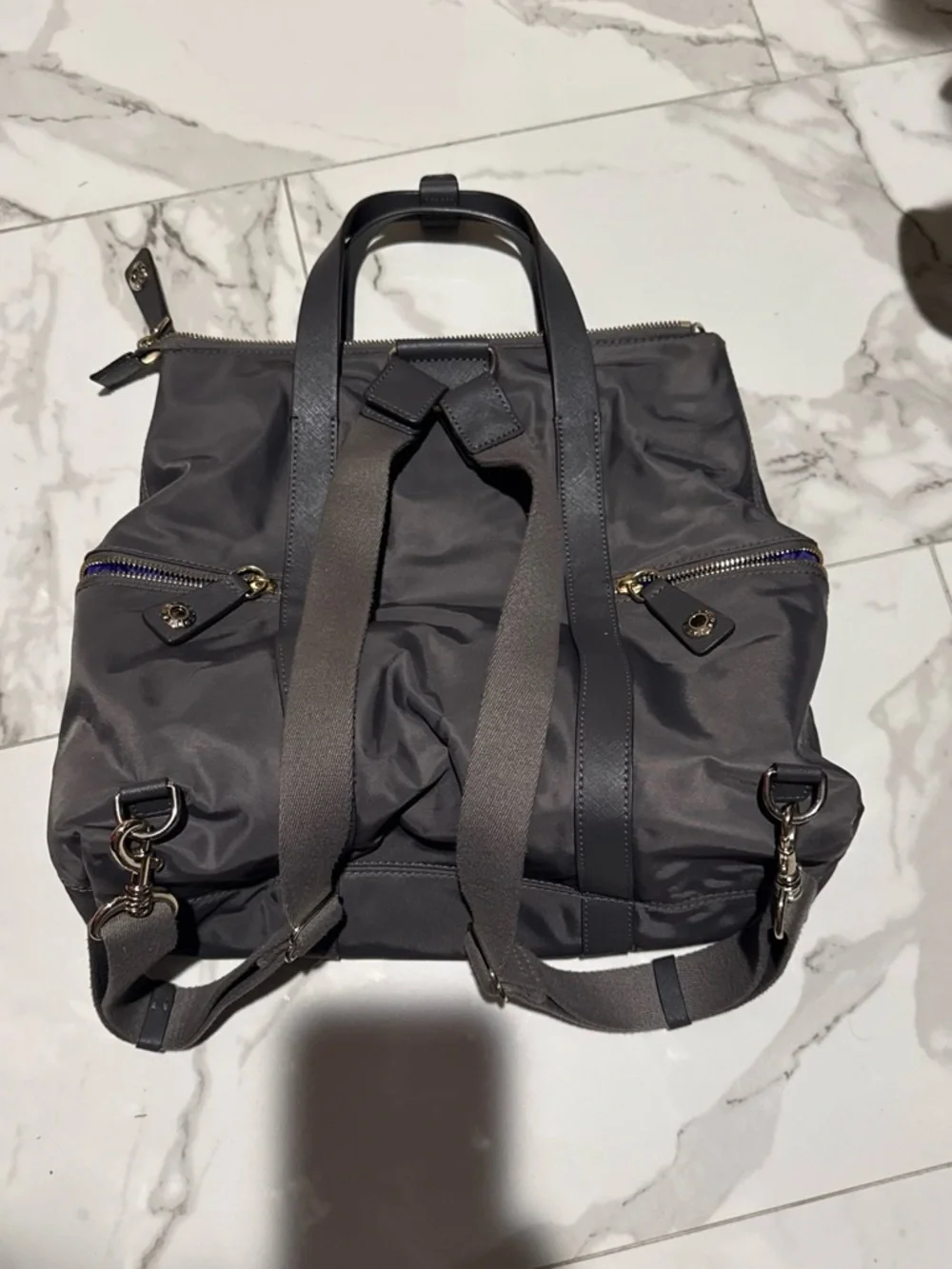 henri bendel women's Convertible Nylon Backpack in Charcoal